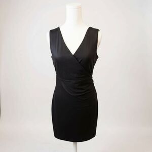 Elegant Boston Proper Cross-Front Dress in Jet Black, Size Small
